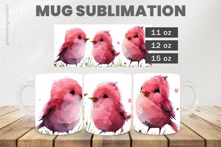 Singing Birds Mug Wrap Sublimation |11oz, 12oz & 15oz