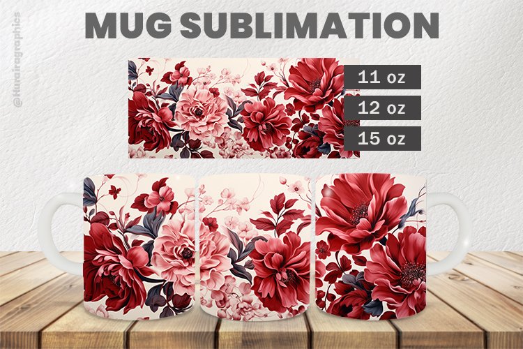 Beautiful Flower Mug Wrap Sublimation |11oz, 12oz & 15oz example image 1