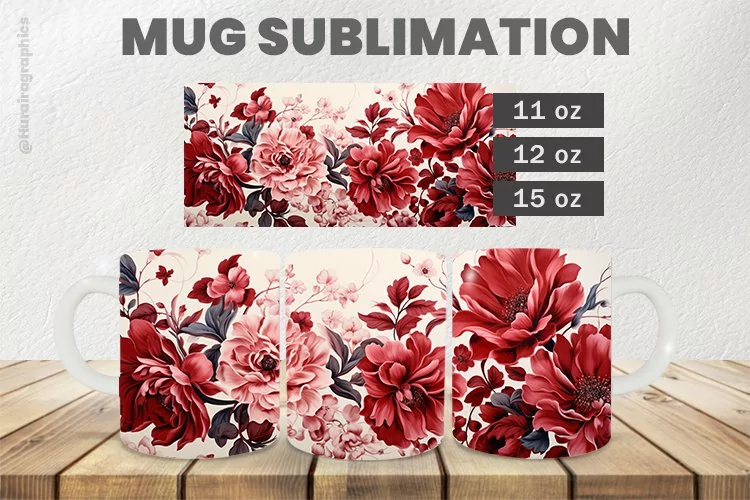 Beautiful Flower Mug Wrap Sublimation |11oz, 12oz & 15oz