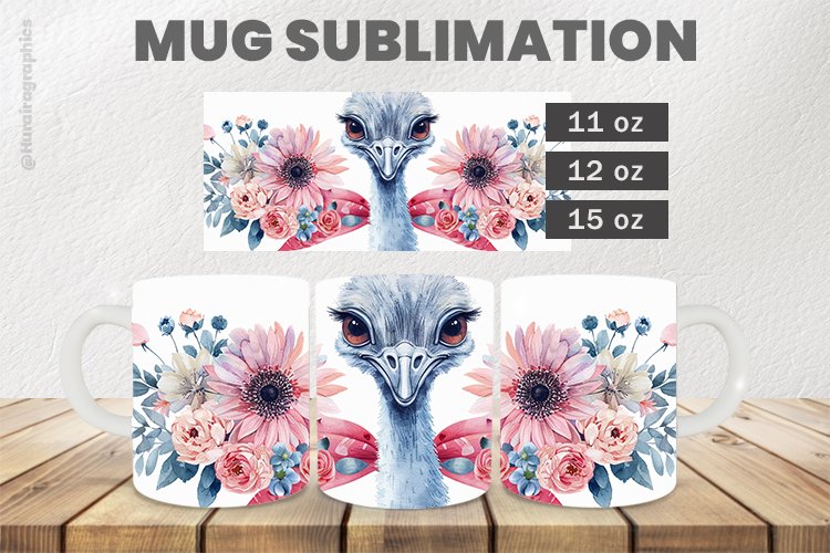Ostrich Mug Wrap Sublimation |11oz, 12oz & 15oz