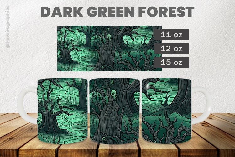 Dark Green Forest Mug Wrap Sublimation |11oz, 12oz & 15oz