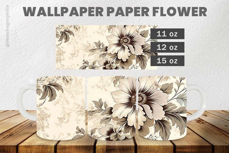 Wallpaper Paper Flower Mug Wrap Sublimation |11oz, 12oz & 15