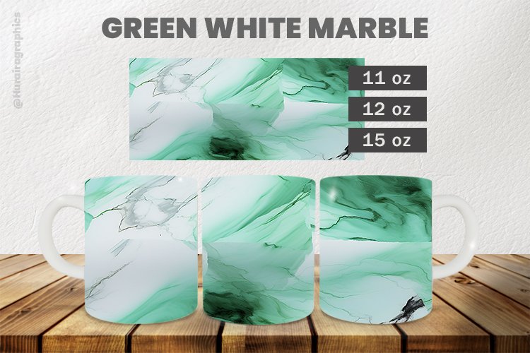 Green White Marble Mug Wrap Sublimation |11oz, 12oz   15oz