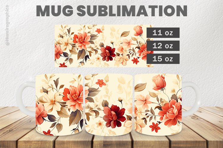 Beautiful Flower Mug Wrap Sublimation |11oz, 12oz & 15oz