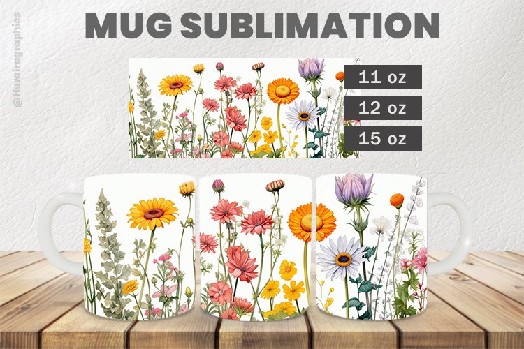 Flowers Mug Wrap Sublimation |11oz, 12oz & 15oz