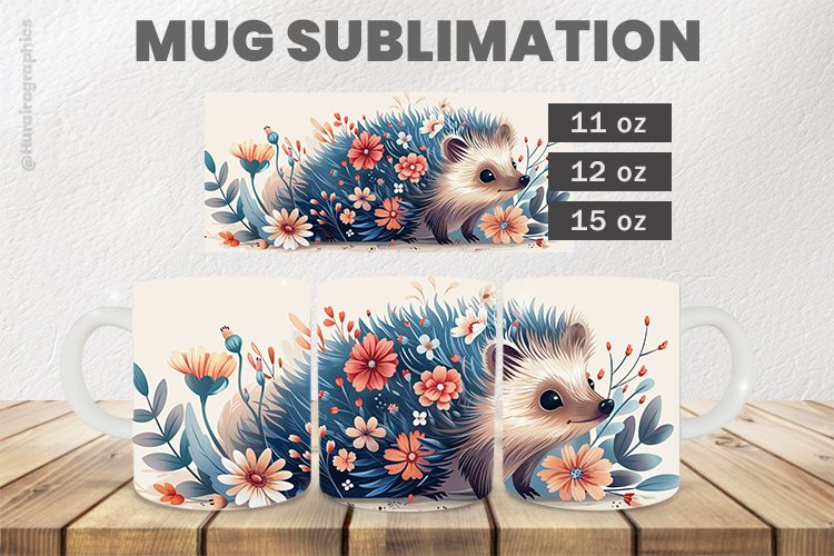 Hedgehog Mug Wrap Sublimation |11oz, 12oz & 15oz