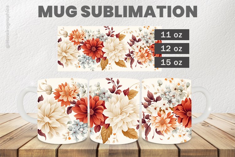 Beautiful Flower Mug Wrap Sublimation |11oz, 12oz & 15oz