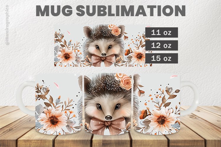 Hedgehog Mug Wrap Sublimation |11oz, 12oz & 15oz