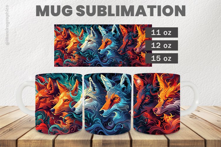 Fox Mug Wrap Sublimation |11oz, 12oz & 15oz