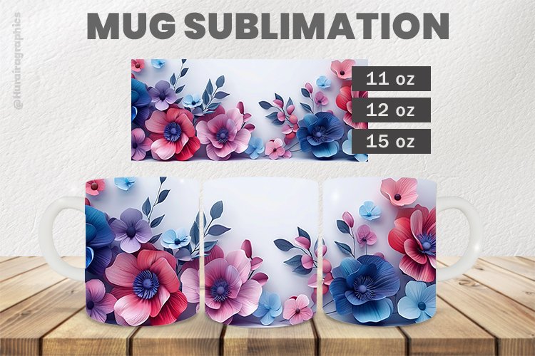 Colorful Flowers Mug Wrap Sublimation |11oz, 12oz & 15oz