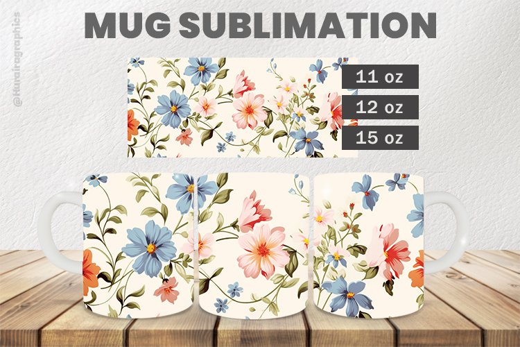 Beautiful Flower Mug Wrap Sublimation |11oz, 12oz & 15oz