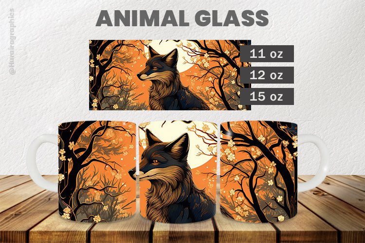 Animal Glass Mug Wrap Sublimation |11oz, 12oz & 15oz