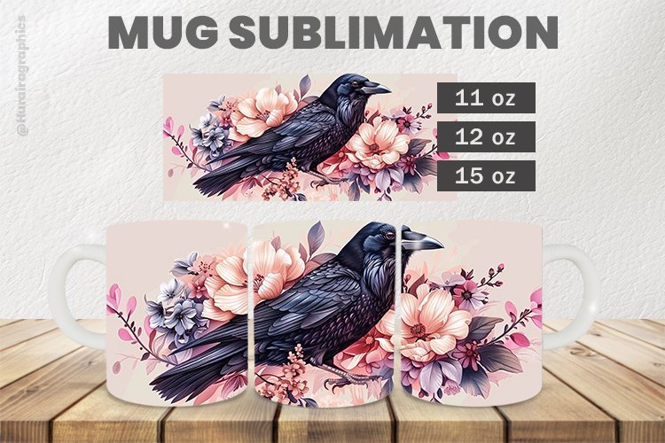 Crow Mug Wrap Sublimation |11oz, 12oz & 15oz