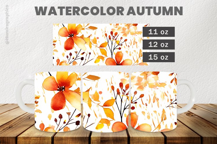 Watercolor Autumn Mug Wrap Sublimation |11oz, 12oz & 15oz