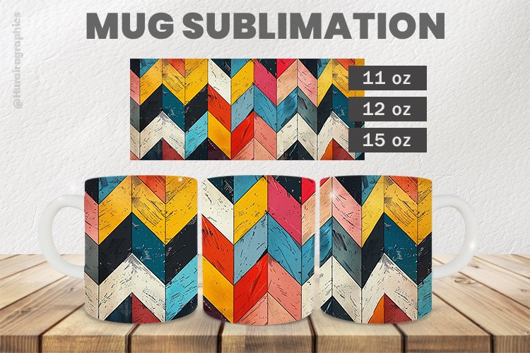 Zig Zag Stripes Mug Wrap Sublimation |11oz, 12oz & 15oz
