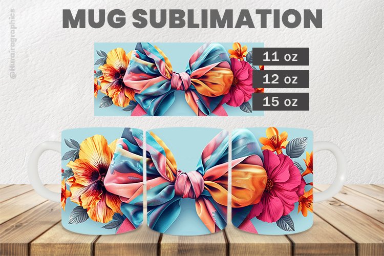 Colorful Bows Mug Wrap Sublimation |11oz, 12oz & 15oz