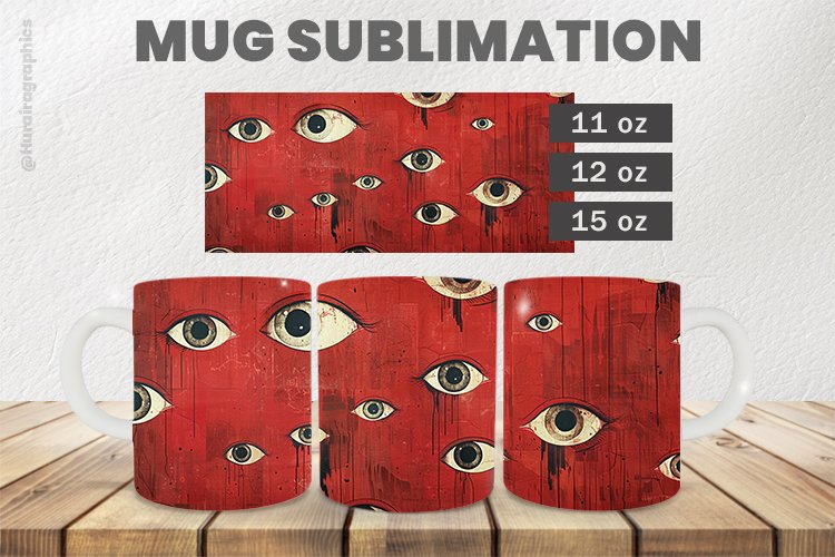 Scary Eyes Mug Wrap Sublimation |11oz, 12oz   15oz