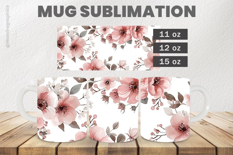Minimal Flowers Mug Wrap Sublimation |11oz, 12oz & 15oz
