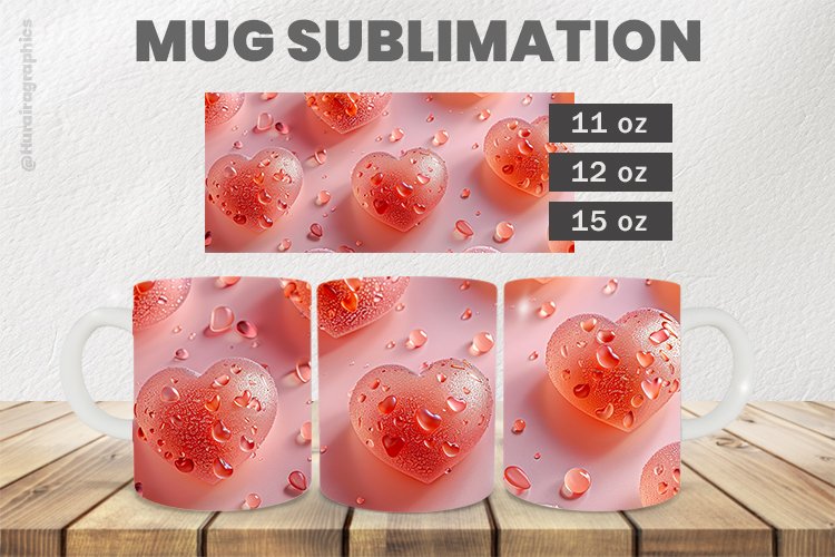 Lovely Heart Mug Wrap Sublimation |11oz, 12oz & 15oz