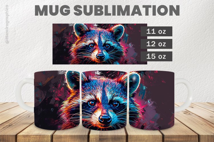 Raccon Mug Wrap Sublimation |11oz, 12oz & 15oz