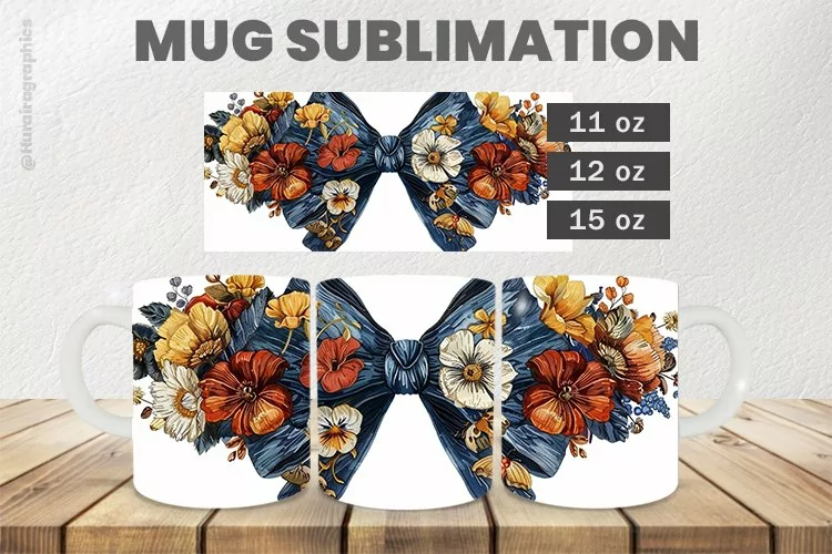 Colorful Bows Mug Wrap Sublimation |11oz, 12oz & 15oz