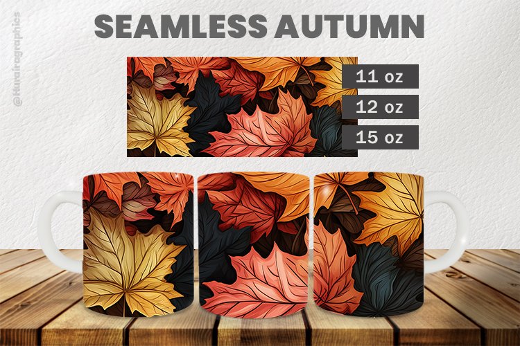 Seamless Autumn Mug Wrap Sublimation |11oz, 12oz & 15oz