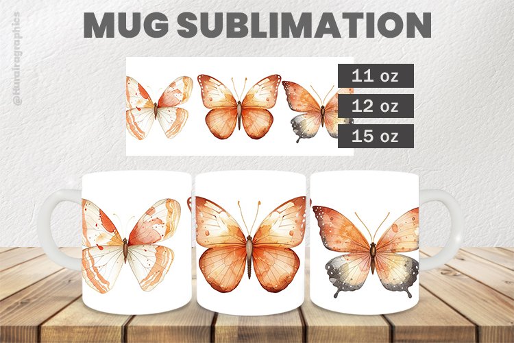 Butterflies Mug Wrap Sublimation |11oz, 12oz & 15oz