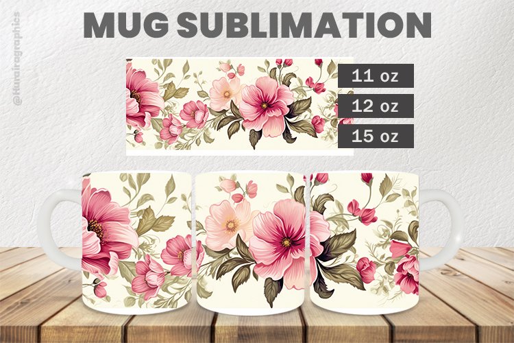Beautiful Flower Mug Wrap Sublimation |11oz, 12oz & 15oz