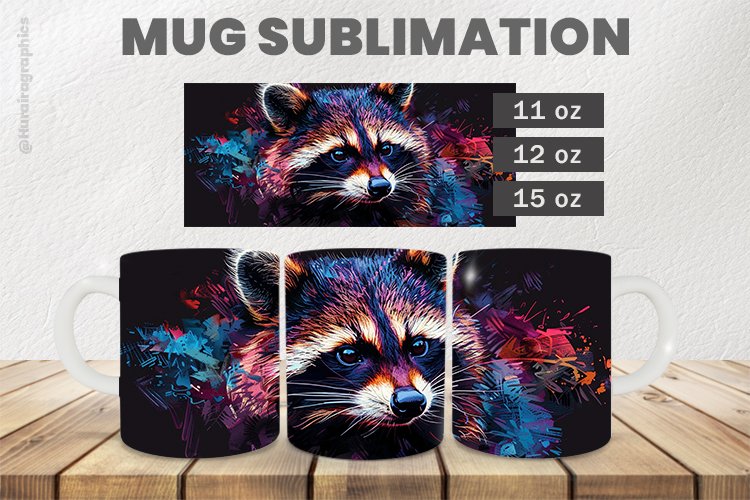 Raccon Mug Wrap Sublimation |11oz, 12oz & 15oz