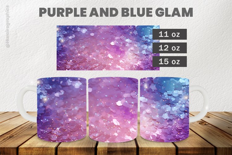 Purple and Blue Glam Mug Wrap Sublimation |11oz, 12oz & 15oz