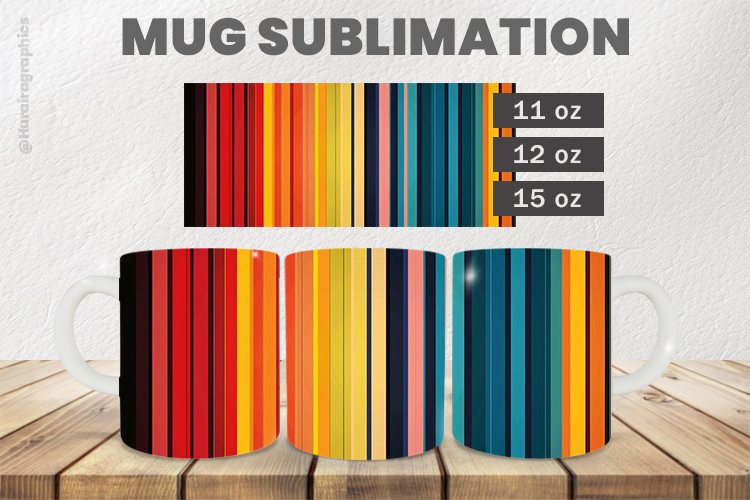 Colorful Stripes Mug Wrap Sublimation |11oz, 12oz & 15oz
