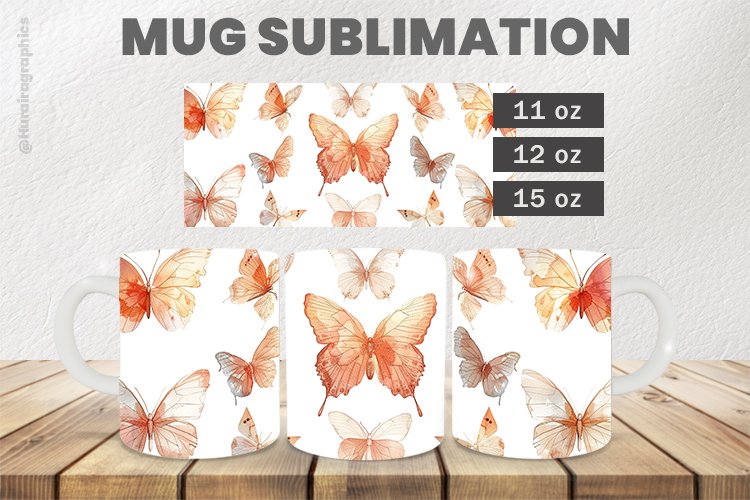 Butterflies Mug Wrap Sublimation |11oz, 12oz & 15oz