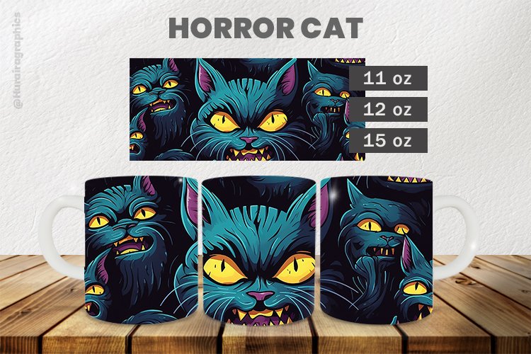 Horror Cat Mug Wrap Sublimation |11oz, 12oz & 15oz