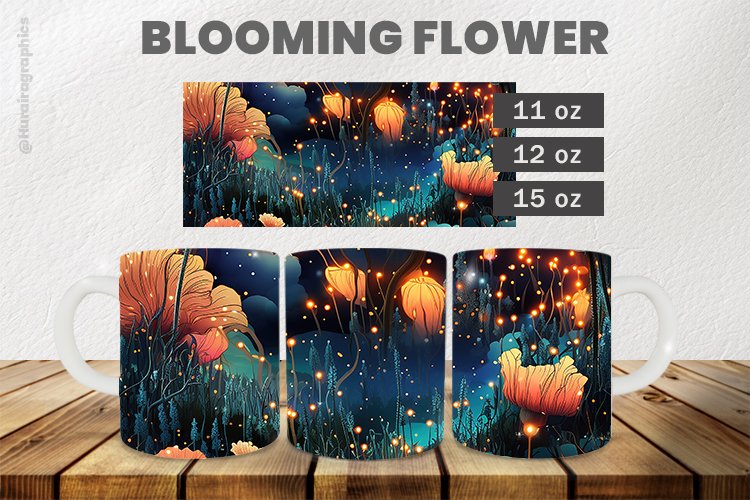 Blooming Flower Mug Wrap Sublimation |11oz, 12oz & 15oz