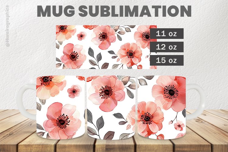 Minimal Flowers Mug Wrap Sublimation |11oz, 12oz & 15oz