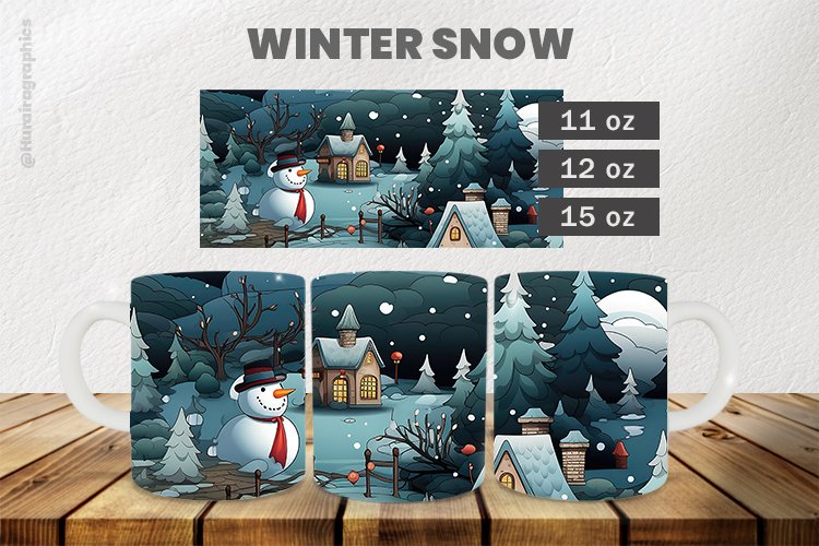 Winter Snow Mug Wrap Sublimation |11oz, 12oz & 15oz