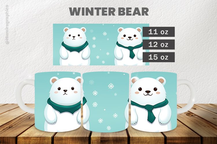 Winter Bear Mug Wrap Sublimation |11oz, 12oz & 15oz