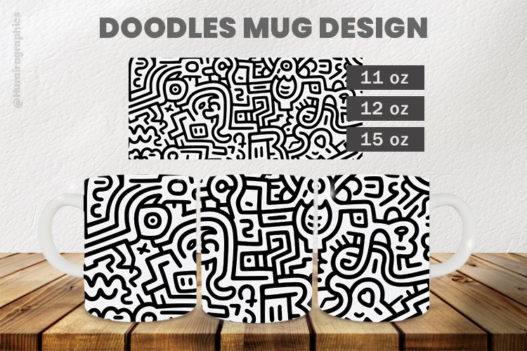 Doodles Mug Wrap Sublimation |11oz, 12oz & 15oz