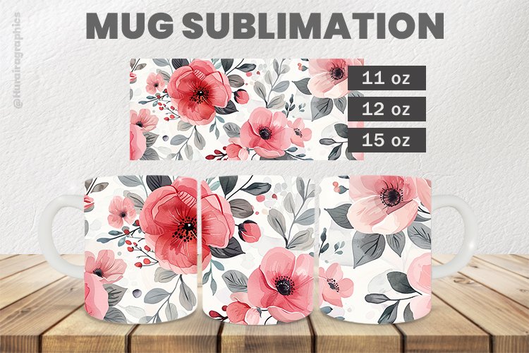 Minimal Flowers Mug Wrap Sublimation |11oz, 12oz & 15oz