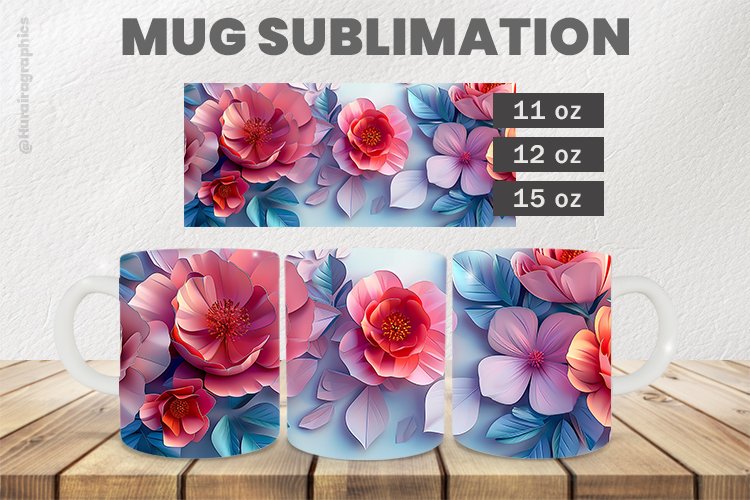 Colorful Flowers Mug Wrap Sublimation |11oz, 12oz & 15oz