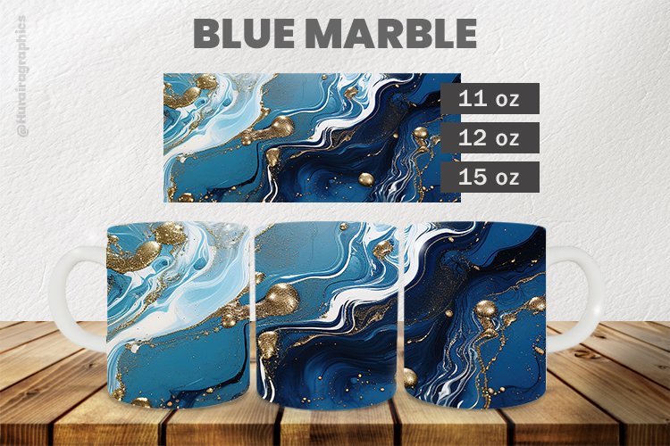 Blue Marble Mug Wrap Sublimation |11oz, 12oz & 15oz