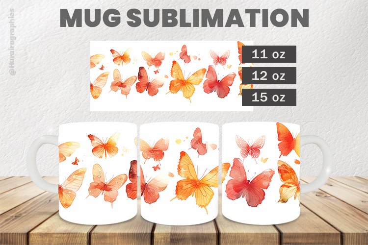 Butterflies Mug Wrap Sublimation |11oz, 12oz & 15oz