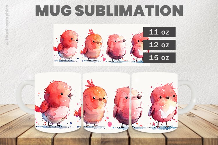 Singing Birds Mug Wrap Sublimation |11oz, 12oz & 15oz
