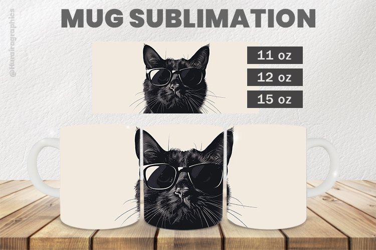Scary Cat Mug Wrap Sublimation |11oz, 12oz & 15oz