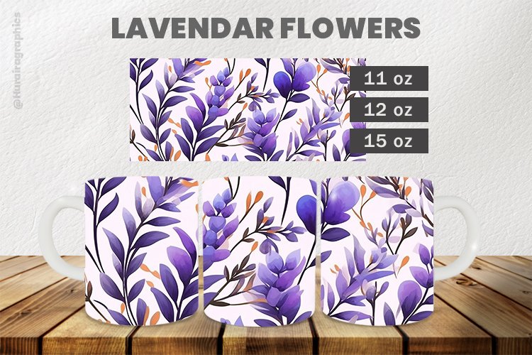 Lavendar Flowers Mug Wrap Sublimation |11oz, 12oz & 15oz