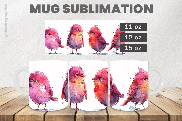 Singing Birds Mug Wrap Sublimation |11oz, 12oz & 15oz