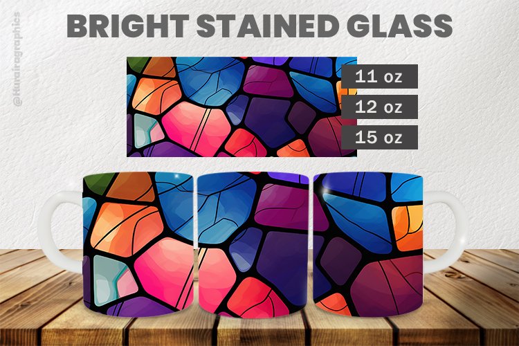 Bright Stained Glass Mug Wrap Sublimation |11oz, 12oz & 15oz