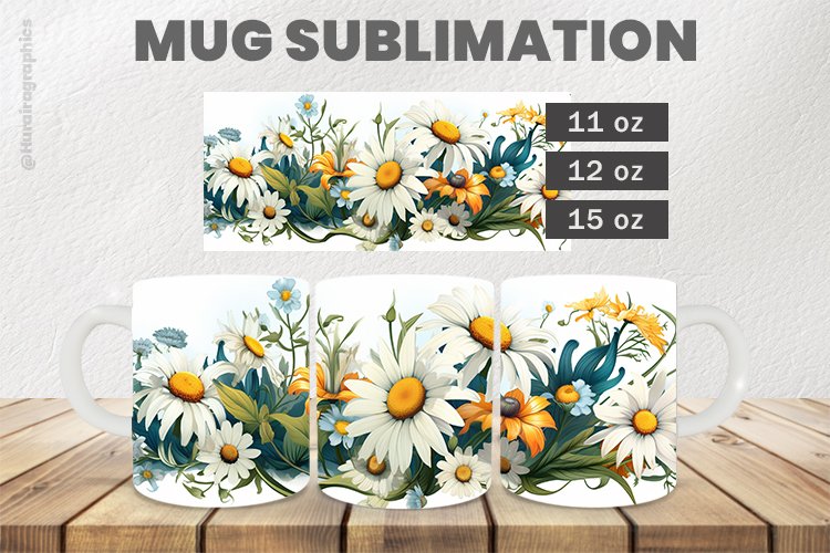 Flowers Mug Wrap Sublimation |11oz, 12oz & 15oz