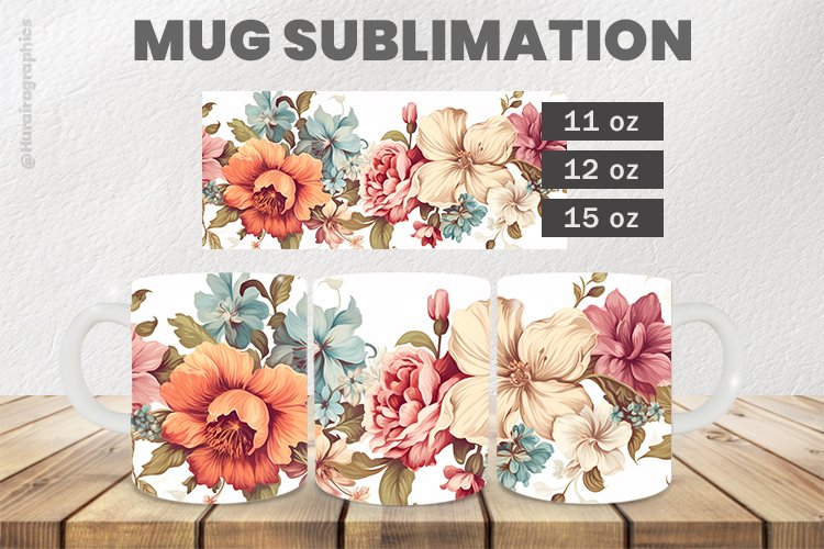 Beautiful Flower Mug Wrap Sublimation |11oz, 12oz & 15oz