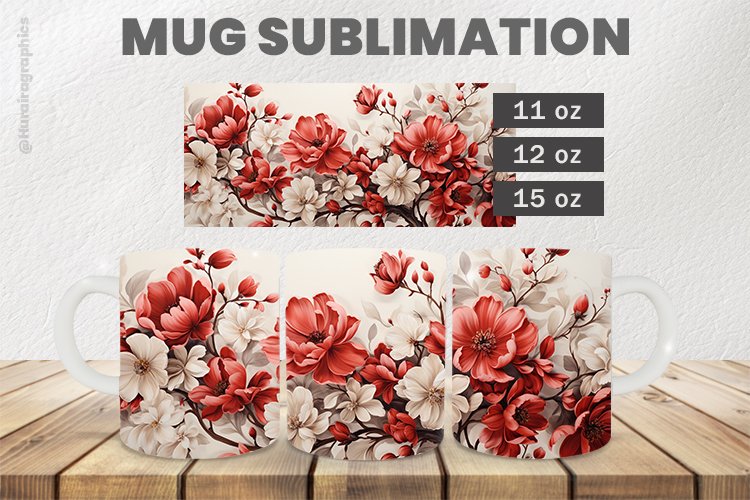 Beautiful Flower Mug Wrap Sublimation |11oz, 12oz & 15oz